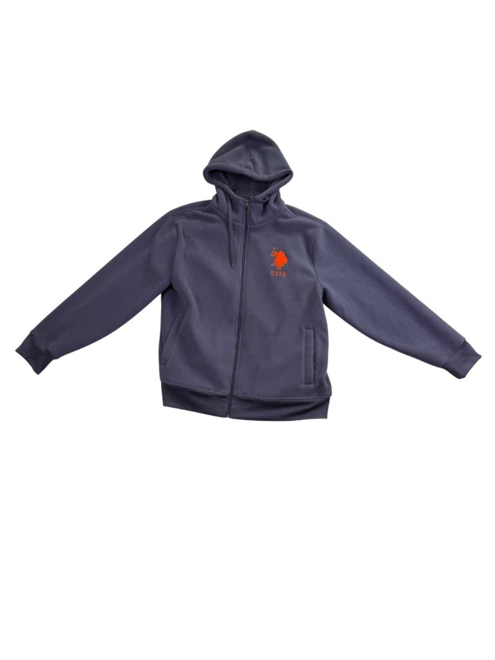 U.S. Polo Assn. Mens Navy Full-Zip Hoodie With Logo Embroidery Size L